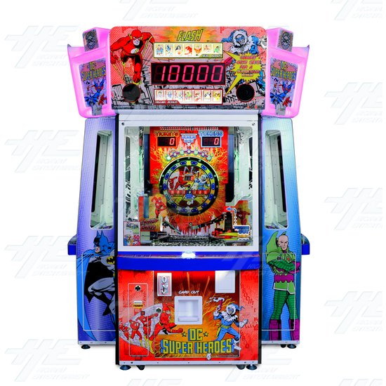 DC Superheroes 4 Player Ticket Pusher Machine (NSW) - The Flash design