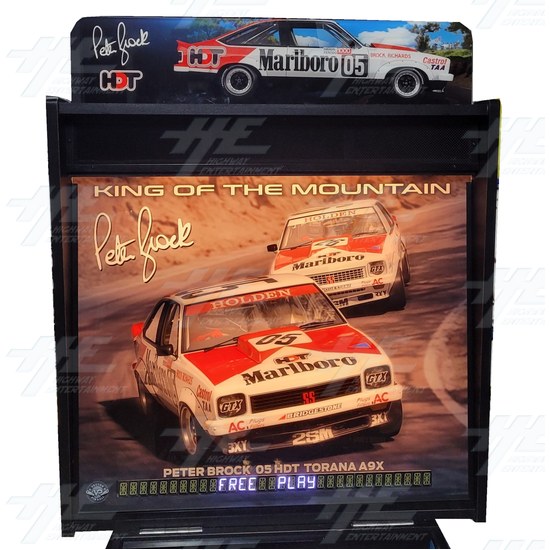 Peter Brock King of the Mountain Pinball Machine - Peter Brock 79 Holden Torana Edition - Backglass