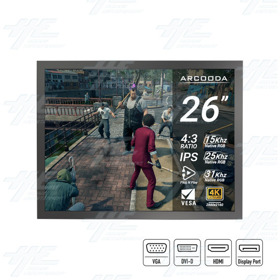 26 inch 4x3 LCD Monitor for Arcade Machine 2880x2160 (with Bonuses) - 26 inch 4x3 LCD Monitor for Arcade Machine 2880x2160 - Specifications