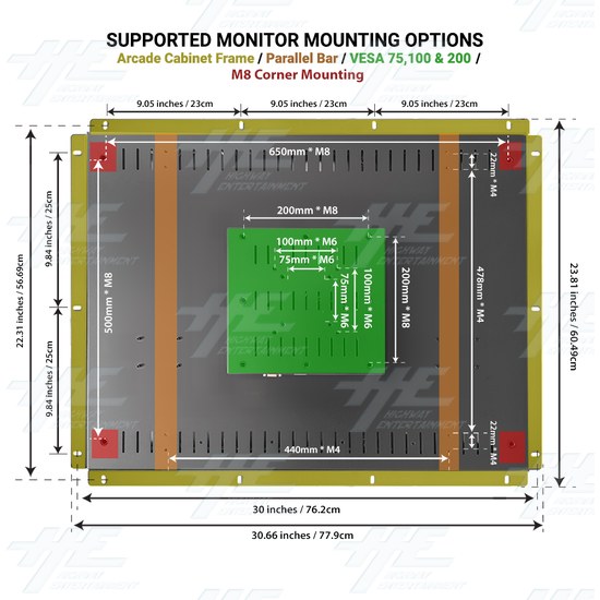 35 inch 4x3 LCD Monitor for Arcade Machine 2880x2160 (Factory Second) - 35 inch 4x3 LCD Monitor for Arcade Machine 2880x2160 Mounting Options