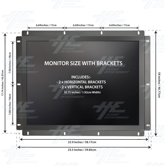 26 inch 4x3 LCD Monitor for Arcade Machine 2880x2160 (Factory Seconds) - 26 inch 4x3 LCD Monitor for Arcade Machine 2880x2160 Monitor Dimensions